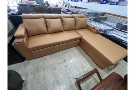 Tan L-Shape Sofa